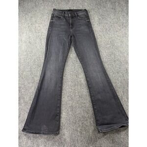 MOTHER The Hustler High Rise Flare Jeans Womens 25 Faded Black Denim
